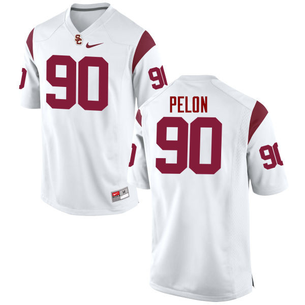 Men #90 Claude Pelon USC Trojans College Football Jerseys-White